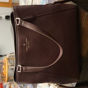 Jackson Kate spade medium triple compartment satchel Chocolate Cherry color.